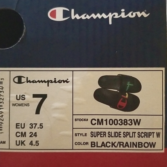 Champion Black Slide Sandals with Multicolor Logo - Picture 3 of 3